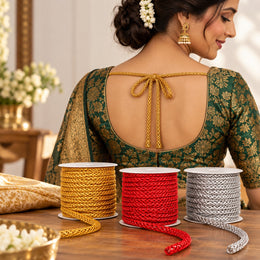 Lehenga Dori Combo Pack | Golden, Red & Silver Braided Decorative Dori for Blouse Back Tie