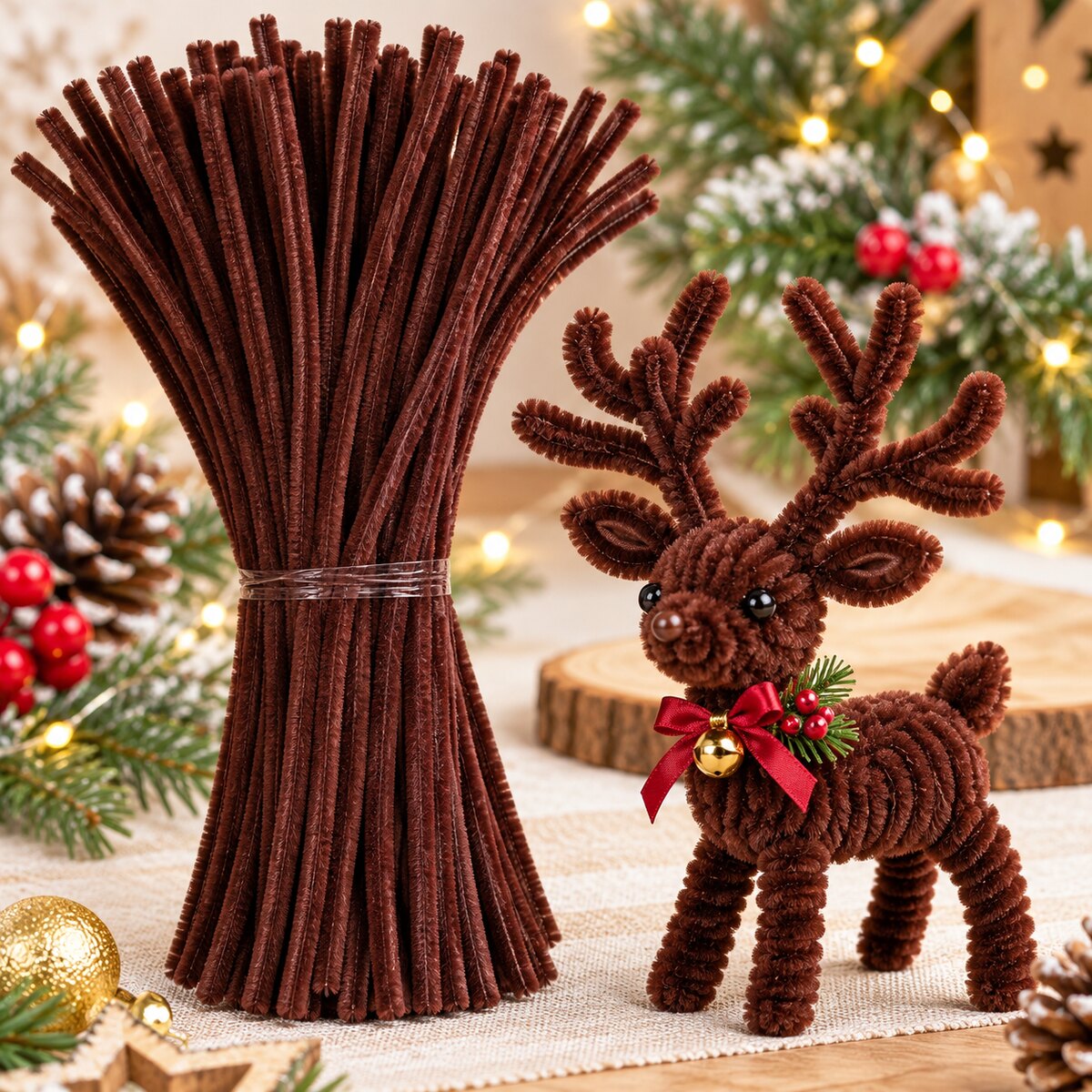 Chocolate Brown Pipe Cleaner Chenille Stems for Art & Craft DIY Decoration – 100 Pieces per Packet