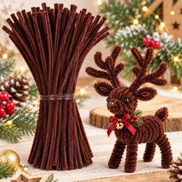 Chocolate Brown Pipe Cleaner Chenille Stems for Art & Craft DIY Decoration – 100 Pieces per Packet