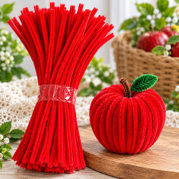 Red Pipe Cleaner Chenille Stems for DIY Craft & Flower Making | 100 Pcs Per Packet