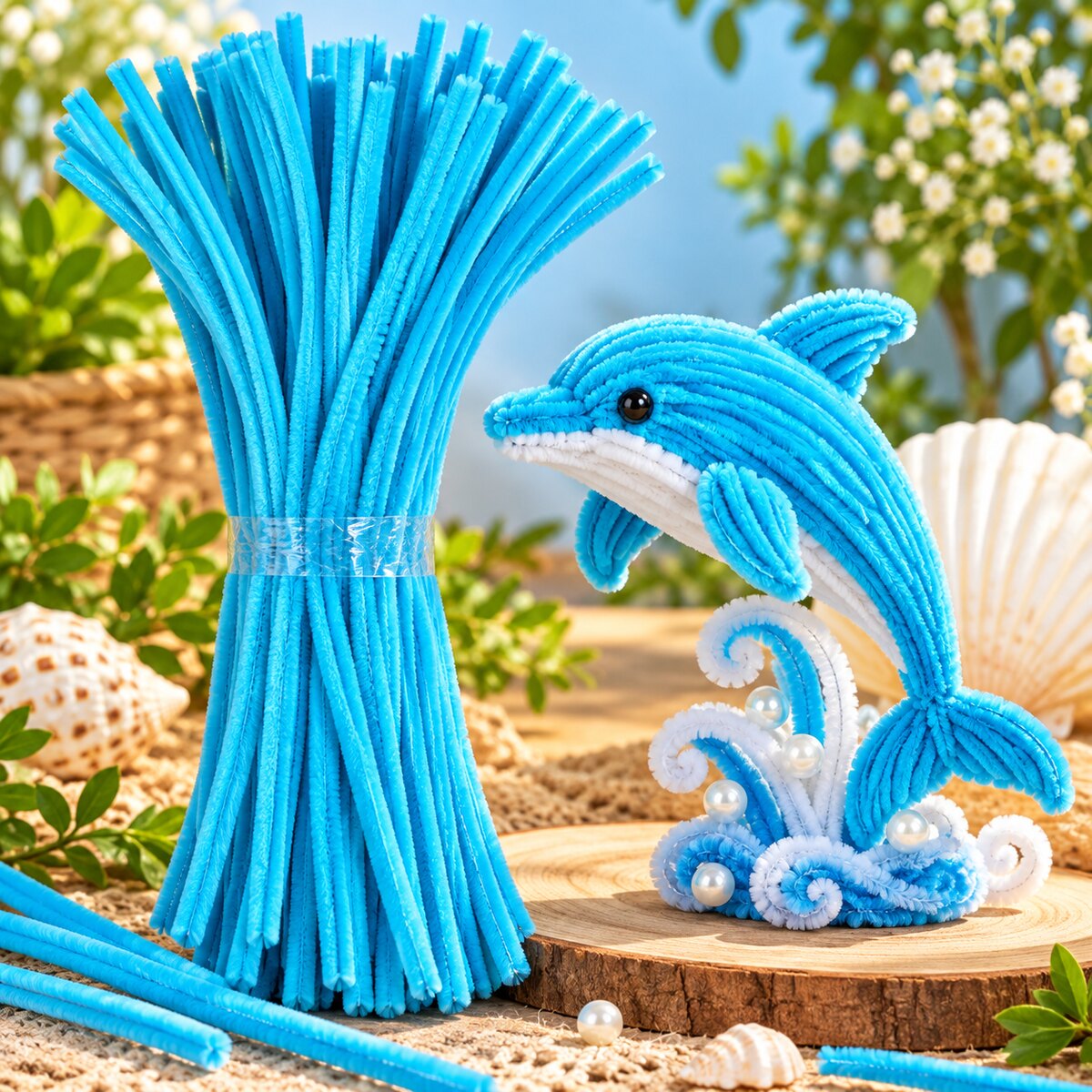 Sky Blue Pipe Cleaner Chenille Stem for DIY Craft, Flower Making & Decoration | 100 Pieces one Packet