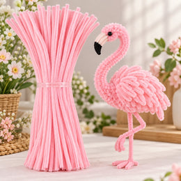 Pink Chenille Stems Pipe Cleaners for Craft & Flower Making – 100 Pieces per Packet