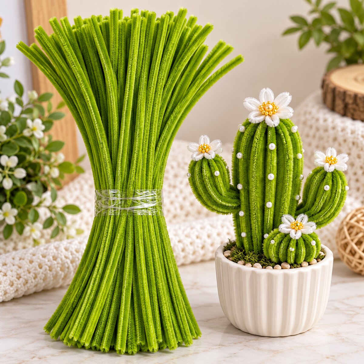 Mehndi Green Pipe Cleaner Chenille Stem for DIY Craft & Decoration