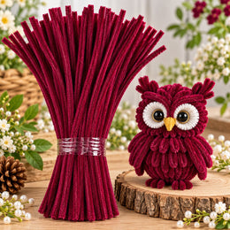 Wine Maroon Pipe Cleaner Chenille Stems for DIY Craft, Flower Making & Decoration | 100 Pcs Per Packet