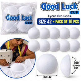 Good Luck Bra Cups Size 42 White | Blouse Padding Cups for Stitching | Pack of 10 Pieces (5 Pairs)