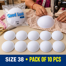 Good Luck Bra Cups Size 38 White | Blouse Padding Cups for Stitching | Pack of 10 Pieces (5 Pairs)
