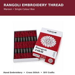 Rangoli Embroidery Thread – Maroon | Box of 25 Skeins | Stranded Cotton Thread