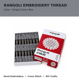 Rangoli Embroidery Thread – Grey | Box of 25 Skeins | Stranded Cotton Thread