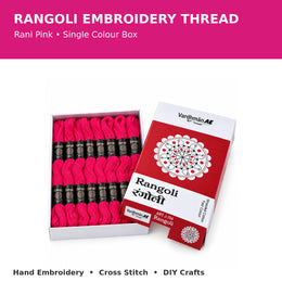 Rangoli Embroidery Thread – Rani Pink | Box of 25 Skeins | Stranded Cotton Thread