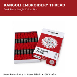 Rangoli Embroidery Thread – Dark Red | Box of 25 Skeins | Stranded Cotton Thread
