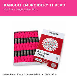 Rangoli Embroidery Thread – Hot Pink | Box of 25 Skeins | Stranded Cotton Thread