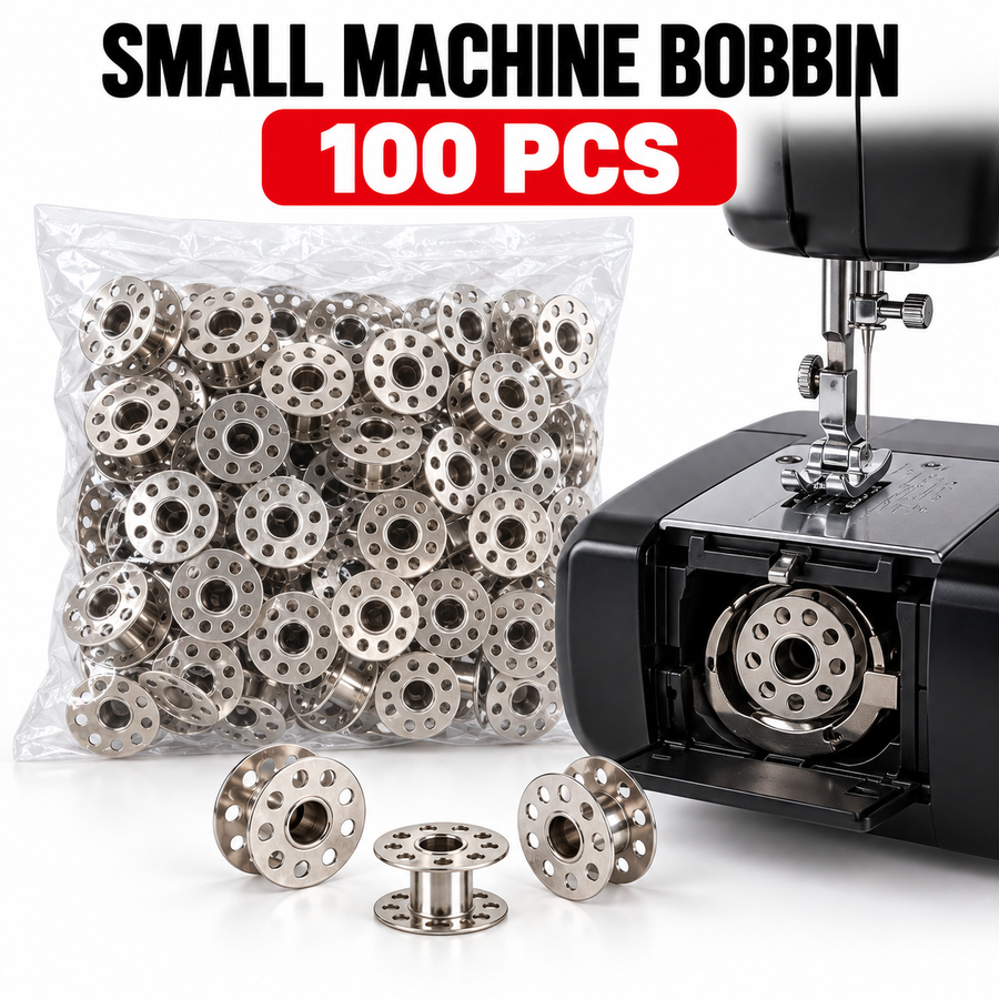 Small Sewing Machine Metal Bobbin – Pack of 100 | Reusable Steel Bobbins for Domestic Sewing Machines