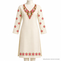 Pink Ivory & Gold Floral DTF Heat Transfer Sticker Set with V-Neck Design for Suit & Blouse
