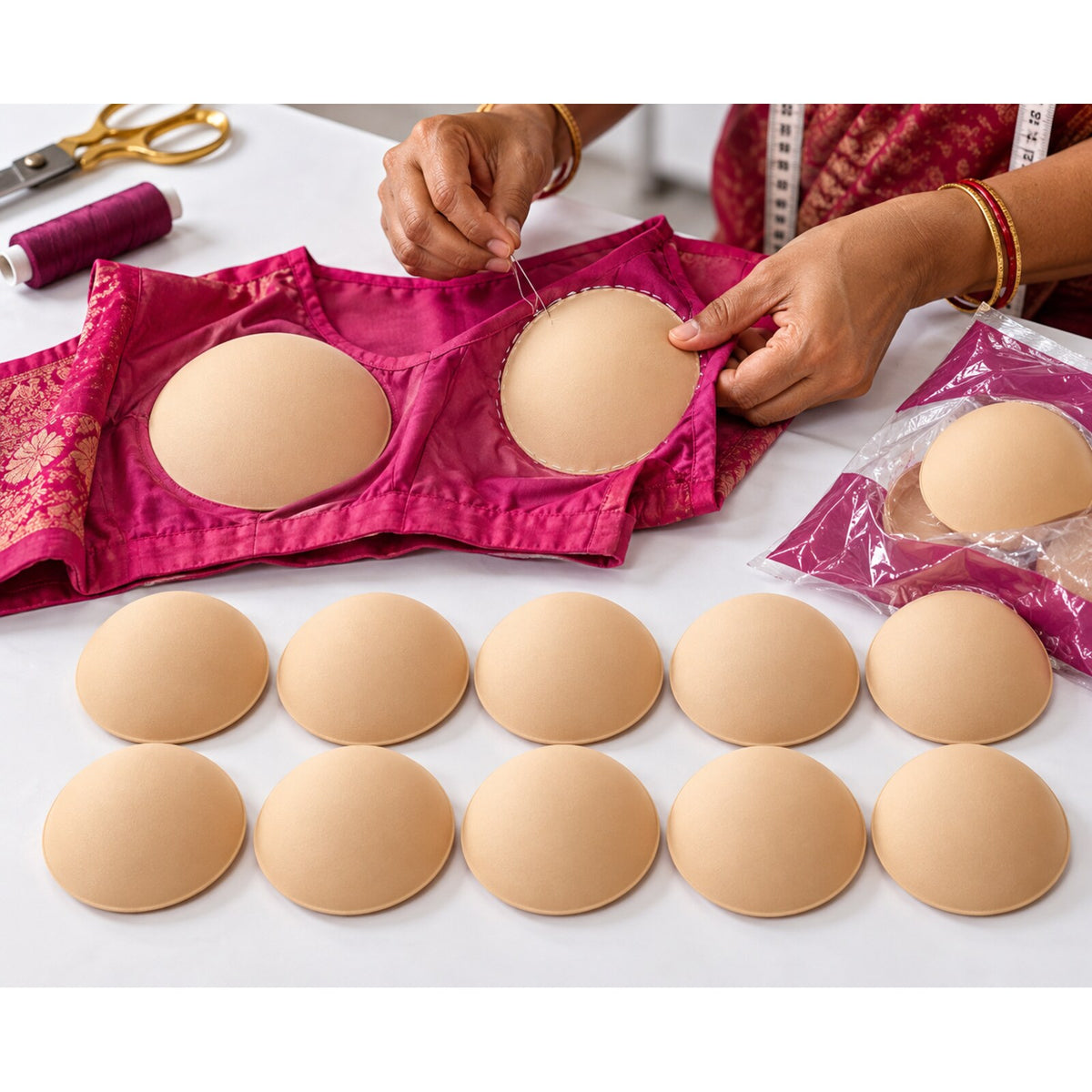 Diamond Bra Cups Size 42 | Blouse Padding Cups for Stitching | Pack of 10 Pieces (5 Pairs)