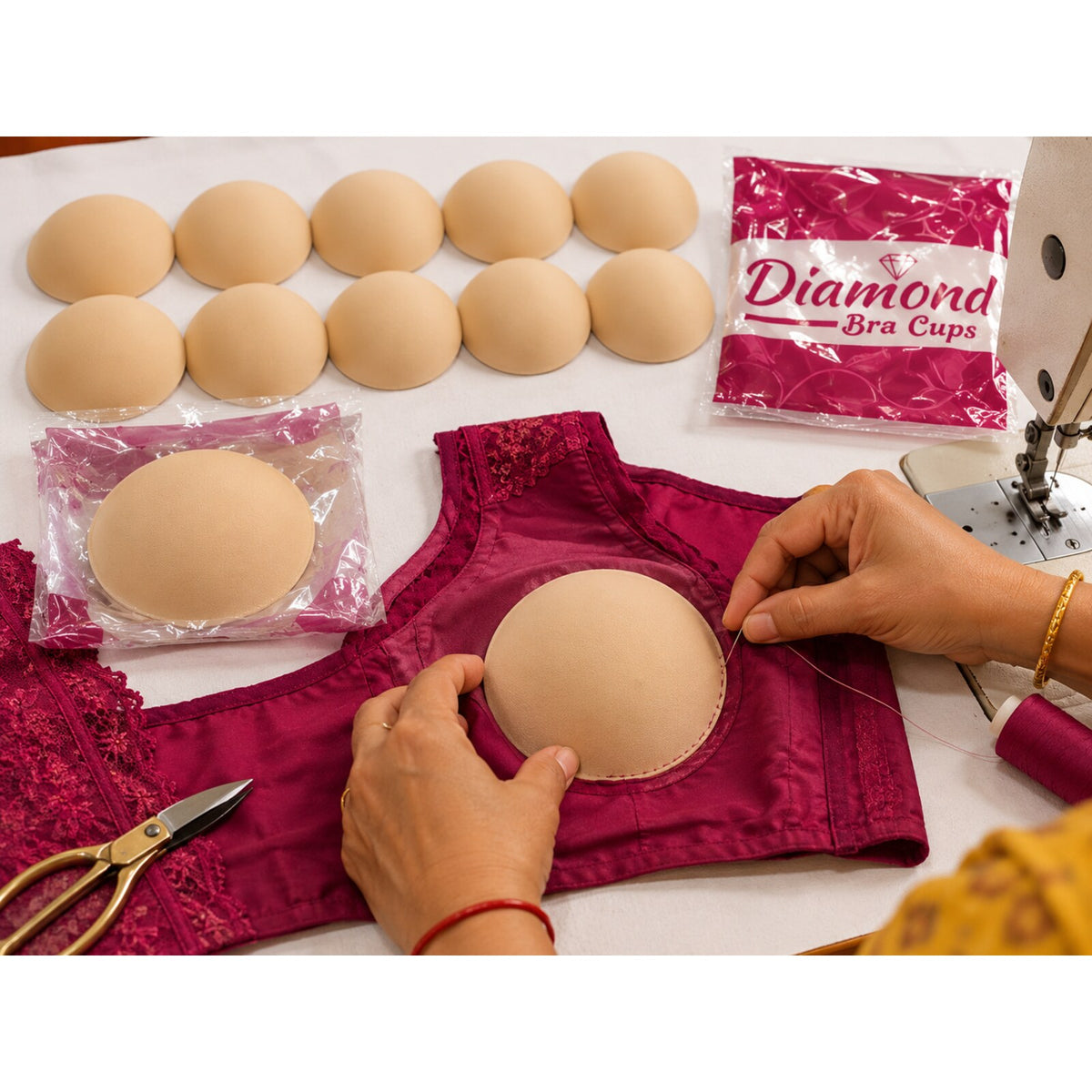 Diamond Bra Cups Size 40 for Blouse Stitching | Padded Foam Cups | Pack of 10 Pieces (5 Pairs)