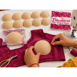 Diamond Bra Cups Size 40 for Blouse Stitching | Padded Foam Cups | Pack of 10 Pieces (5 Pairs)