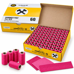 Vardhman AE Hammer Poly 60 Rani Pink Sewing Thread | 100 Tubes x 180 Metres Each | 100% Spun Polyester Tailoring Thread