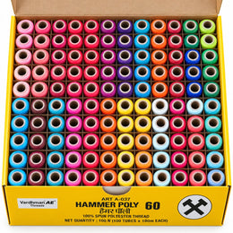 Vardhman AE Hammer Poly 60 Multicolour Mix 2 Sewing Thread Box | 100 Tubes x 180 Metres Each | 100% Spun Polyester Thread for Tailoring & Stitching