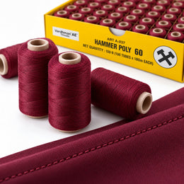 Vardhman AE Hammer Poly 60 Maroon Sewing Thread | 100 Tubes x 180 Metres Each | 100% Spun Polyester Tailoring Thread