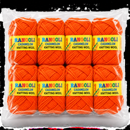 Rangoli Cashmilon Knitting Wool Yarn Orange Colour Pack of 8 for Knitting Crochet Craft