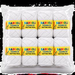 Rangoli Cashmilon Knitting Wool White | Soft Yarn for Sweater, Crochet & Crafts | Pack of 8