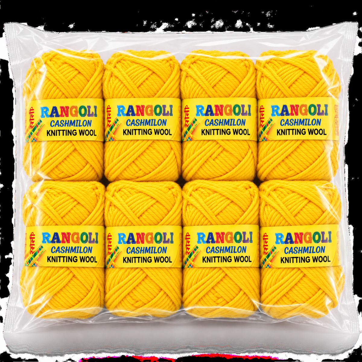 Rangoli Cashmilon Knitting Wool Yarn Yellow Colour Pack of 8 for Knitting & Crafts