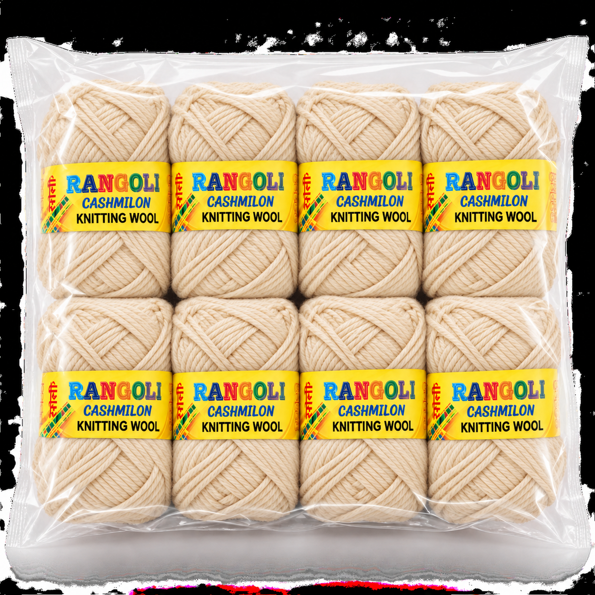 Rangoli Cashmilon Knitting Wool Yarn for Sweater, Crochet & Craft – Cream – Pack of 8