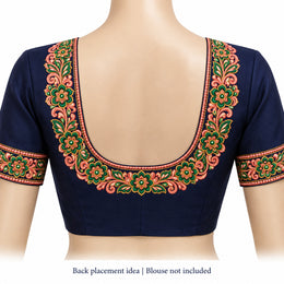 Coral Pink & Green Floral DTF Heat Transfer Sticker Set with U-Neck and Sleeve Borders for Blouse