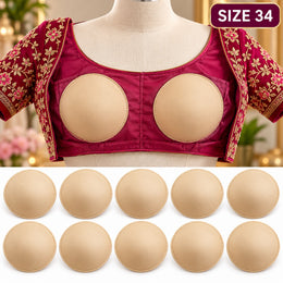 Diamond Bra Cups Size 34 for Blouse Stitching, Pack of 10 Pieces (5 Pairs), Nude Beige