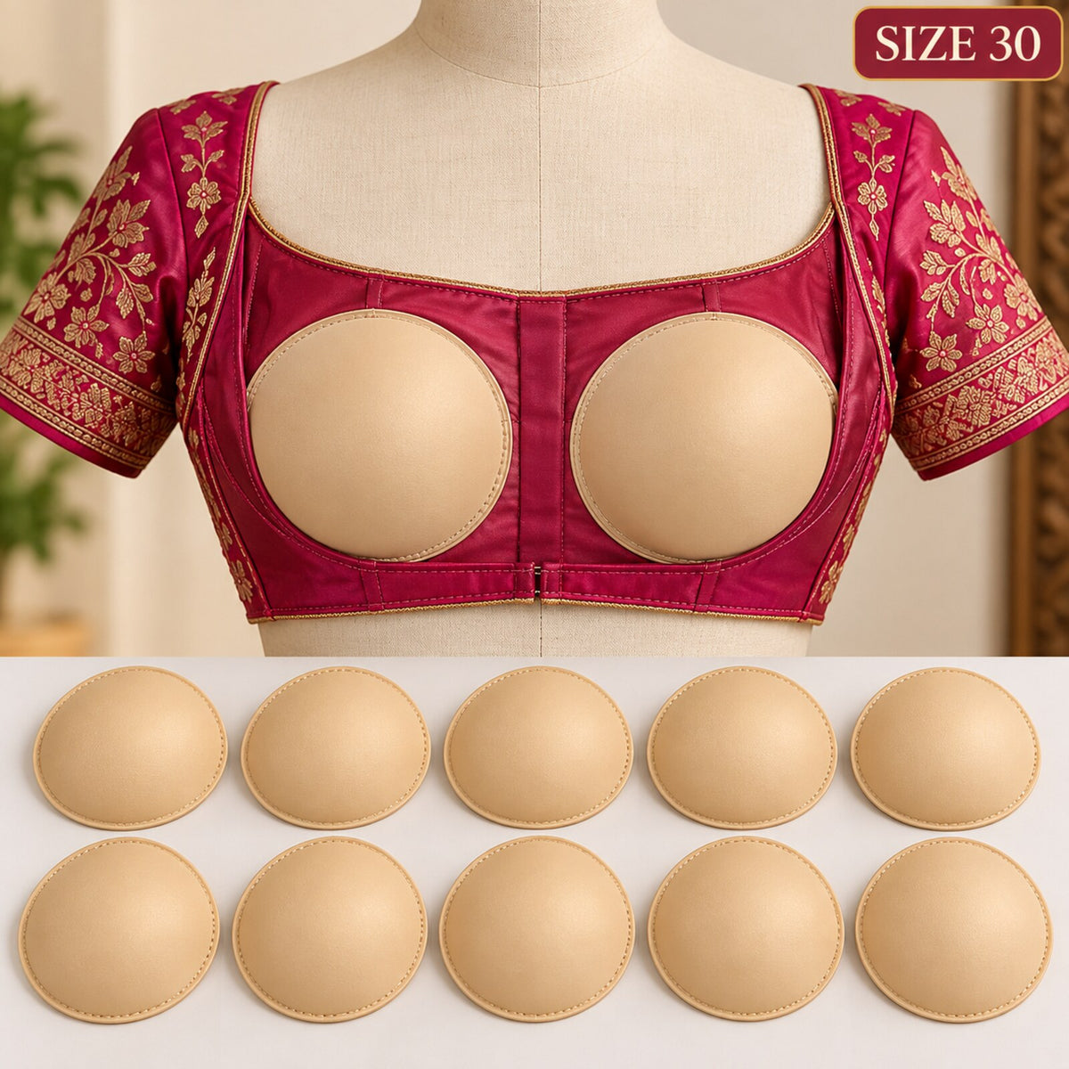 Diamond Bra Cups Size 30 | Blouse Padding Cups for Stitching | Pack of 10 Pieces (5 Pairs)
