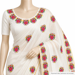 Multicolour Floral Bouquet DTF Heat Transfer Sticker Set for Suit, Blouse & Saree Decoration