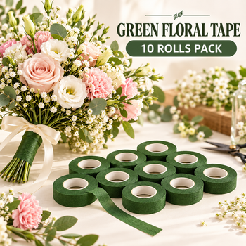 Green Floral Tape for Flower Making & Bouquet Wrapping – Pack of 10 Rolls