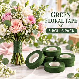 Green Floral Tape for Flower Making & Bouquet Wrapping – Pack of 5 Rolls