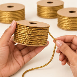 Golden Blouse Dori Pack of 16 Rolls | Braided Tie Cord for Blouse Back, Lehenga, Kurti & Ethnic Wear