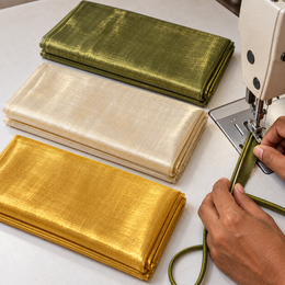 Metallic Tissue Fabric 3 Piece Combo – 2 Metre Each | Golden, Cream & Olive Green | Blouse, Piping, Craft & Tailoring Fabric