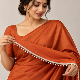 White Pearl Hanging Lace Border with Clear Tube Beads for Saree, Blouse & Dupatta – 7 Meter