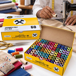 Vardhman AE Hammer Poly 60 Multicolour Mix 6 Sewing Thread Box | 100 Tubes x 180 Metres Each | 100% Spun Polyester Thread