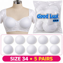 Good Luck Bra Cups Size 34 White | Blouse Padding Cups for Stitching | Pack of 10 Pieces (5 Pairs)
