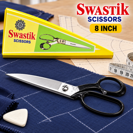 Swastik 8 Inch Tailoring Scissor | Heavy Duty Cloth Cutting Kainchi | Polished Steel Blade Professional Fabric Cutting Scissor