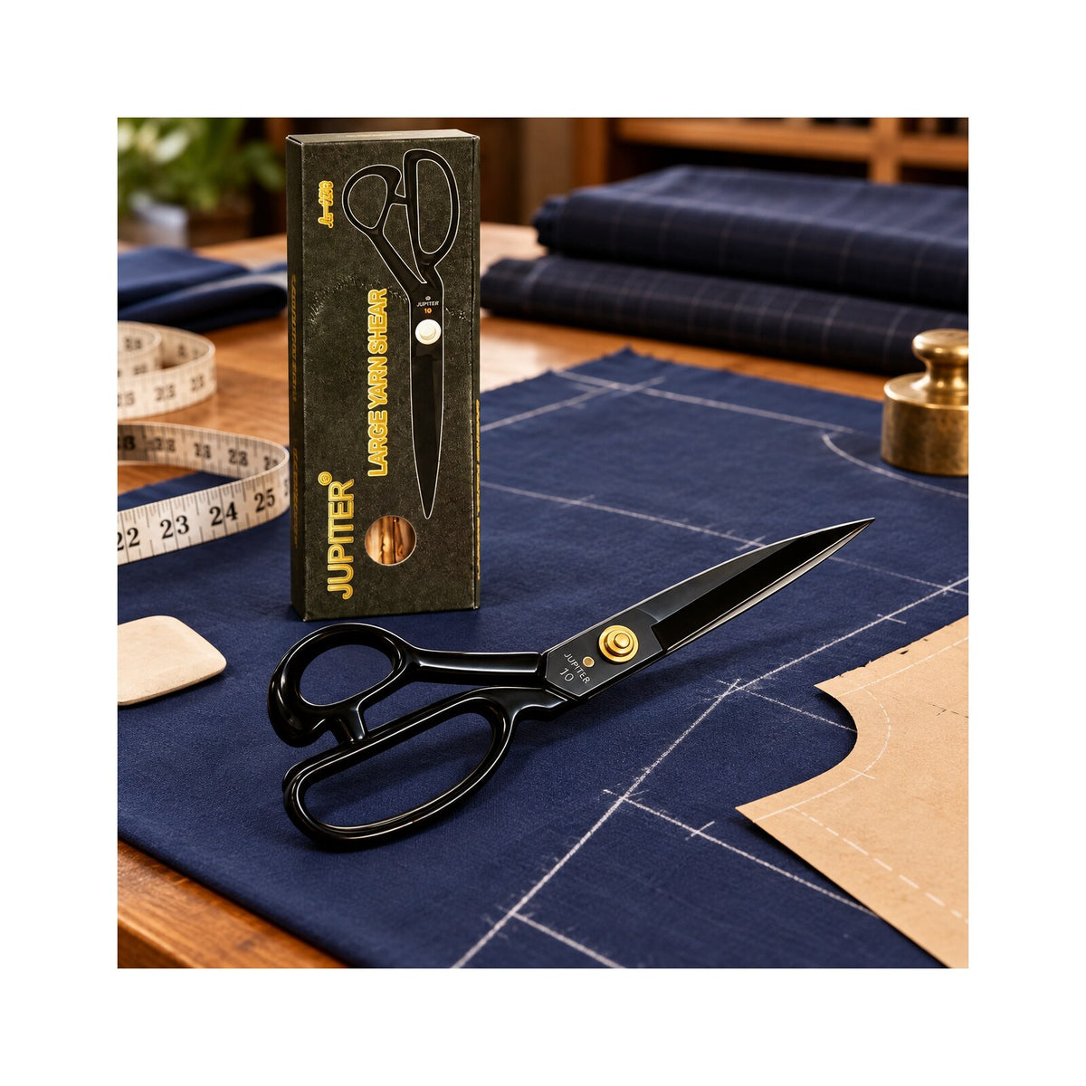Jupiter 10 Inch Large Yarn Shear Heavy Duty Tailoring Scissor | Sharp Steel Blades | Professional Cloth & Fabric Cutting Scissor | Black