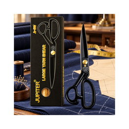 Jupiter 11 Inch Large Yarn Shear A275 Heavy Duty Tailoring Scissor | Sharp Steel Blades | Professional Cloth & Fabric Cutting Scissor | Black