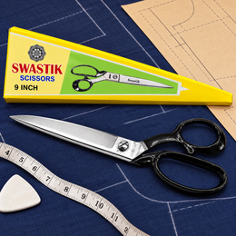 Swastik 9 Inch Tailoring Scissor | Heavy Duty Cloth Cutting Kainchi | Polished Steel Blade Professional Fabric Cutting Scissor