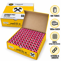 Vardhman AE Hammer Poly 60 Rani Pink Sewing Thread | 100 Tubes x 180 Metres Each | 100% Spun Polyester Tailoring Thread