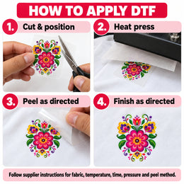Multicolour Floral Bouquet DTF Heat Transfer Sticker Set for Suit, Blouse & Saree Decoration