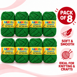 Rangoli Cashmilon Knitting Wool Dark Green | Soft Yarn for Sweater, Crochet & Crafts | Pack of 8