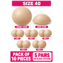 Diamond Bra Cups Size 40 for Blouse Stitching | Padded Foam Cups | Pack of 10 Pieces (5 Pairs)