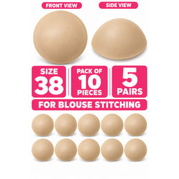 Diamond Bra Cups Size 38 for Blouse Stitching | Padded Foam Cups | Pack of 10 Pieces (5 Pairs)