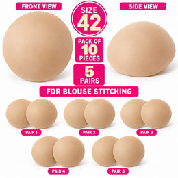 Diamond Bra Cups Size 42 | Blouse Padding Cups for Stitching | Pack of 10 Pieces (5 Pairs)