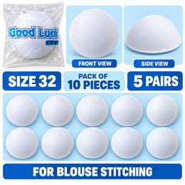 Good Luck Bra Cups Size 32 White | Blouse Padding Cups for Stitching | Pack of 10 Pieces (5 Pairs)