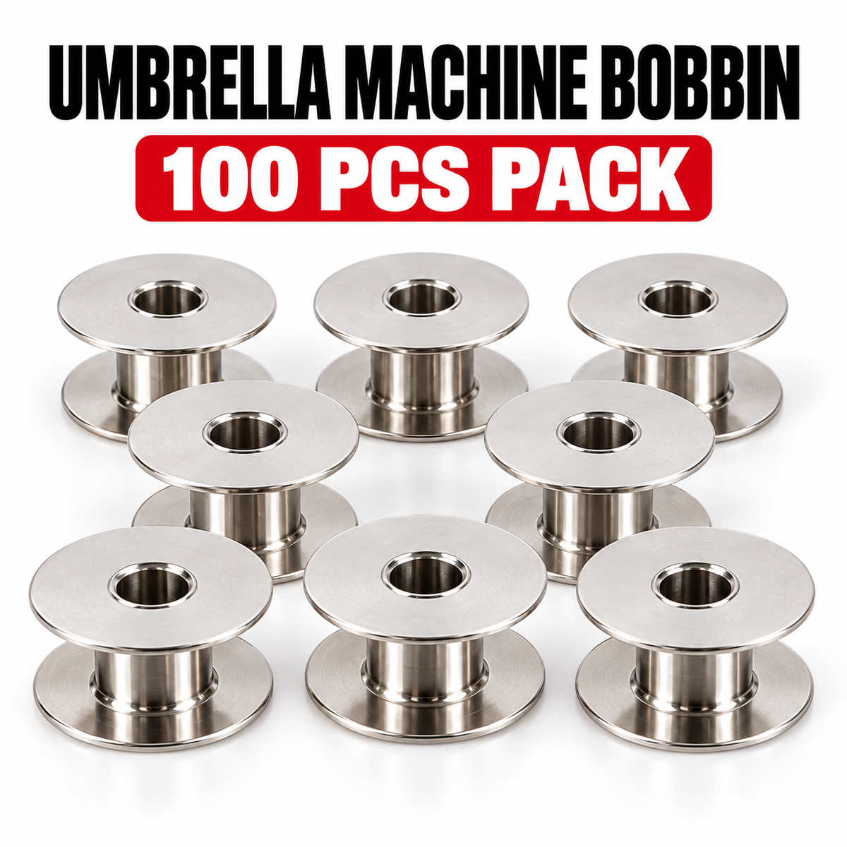 Umbrella Machine Metal Bobbin – Pack of 100 Pieces | Heavy Duty Sewing Machine Bobbins